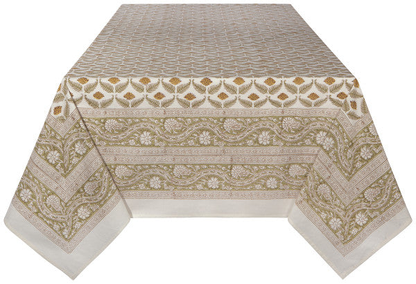 Heirloom Block Print Tablecloth 60" x 90"