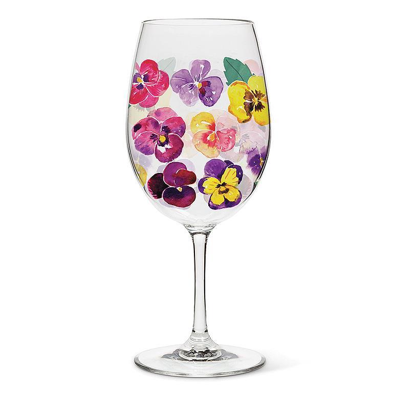 Pansies Wine Glass