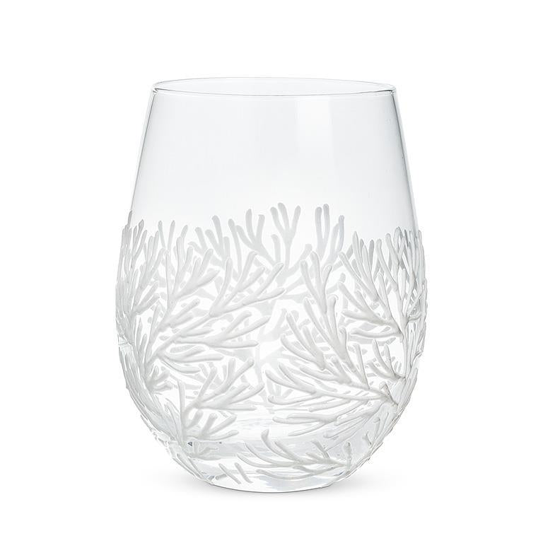 Coral Branch Stemless Wine Glass