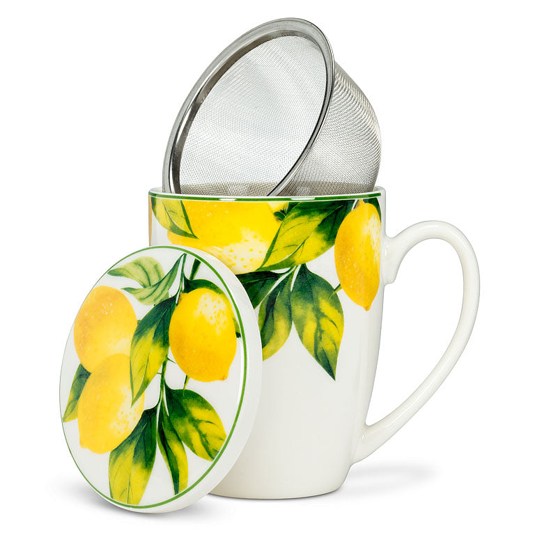 Lemon Tree Covered Mug & Strainer