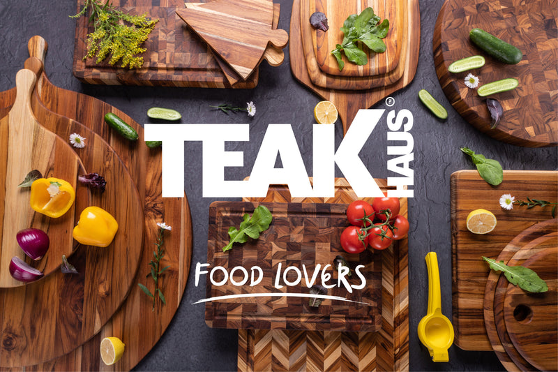 Teakhaus Round Carving Board W/Handgrip  & Juice Canal