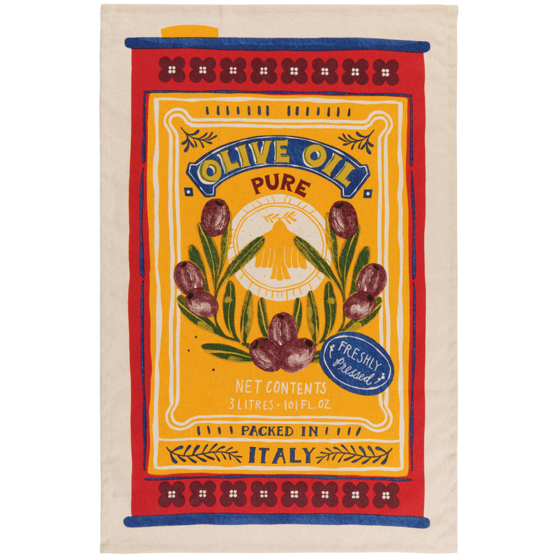 Now Designs Printed Cotton Dishtowel (25) - Olive Oil
