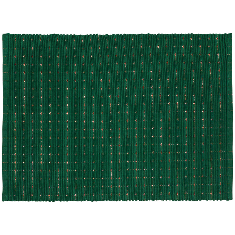 Now Designs Holiday Ribbed Placemat - Green Copper