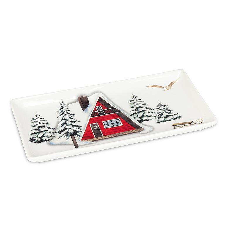 Abbott Winter Cabins Rectangle Platter