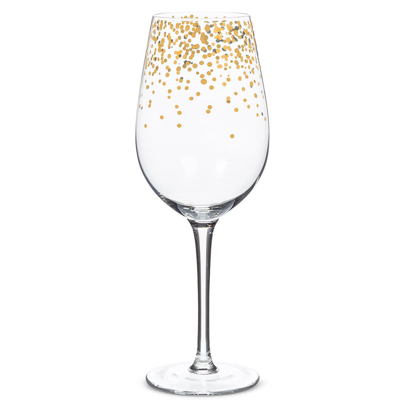 Abbott Goblet Wine Glasses - Gold  Confetti - Stem