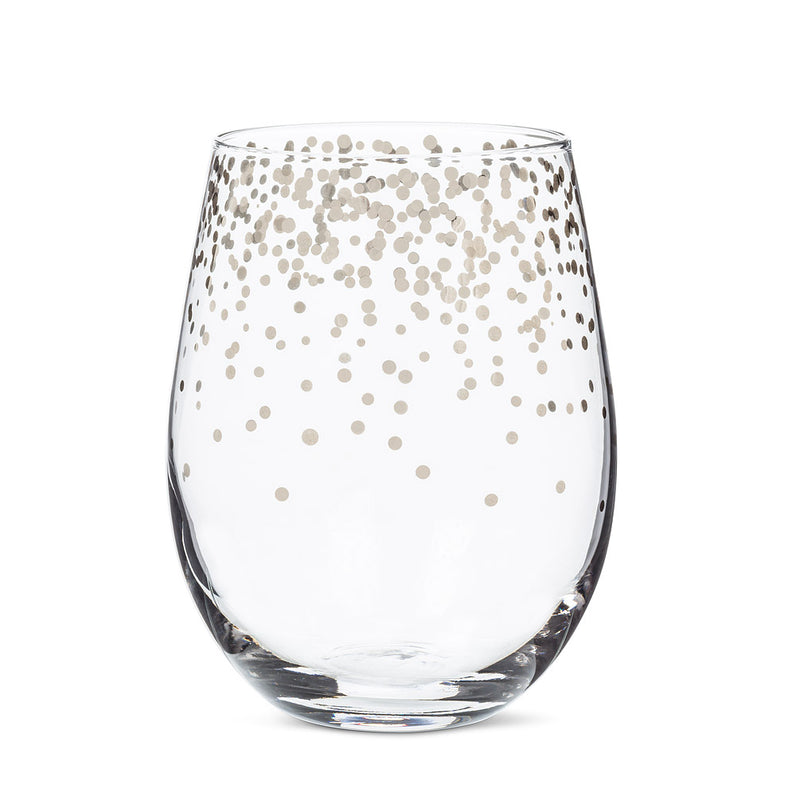 Abbott Goblet Wine Glasses - Silver Confetti - stemless