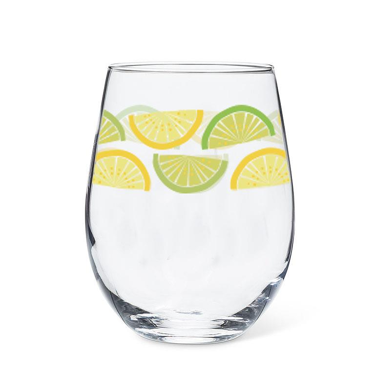 Citrus Slice Stemless Wine Glass-Citrus Slice