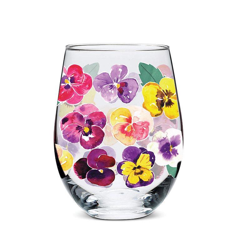 Abbott Floral Stemless Wine Glass