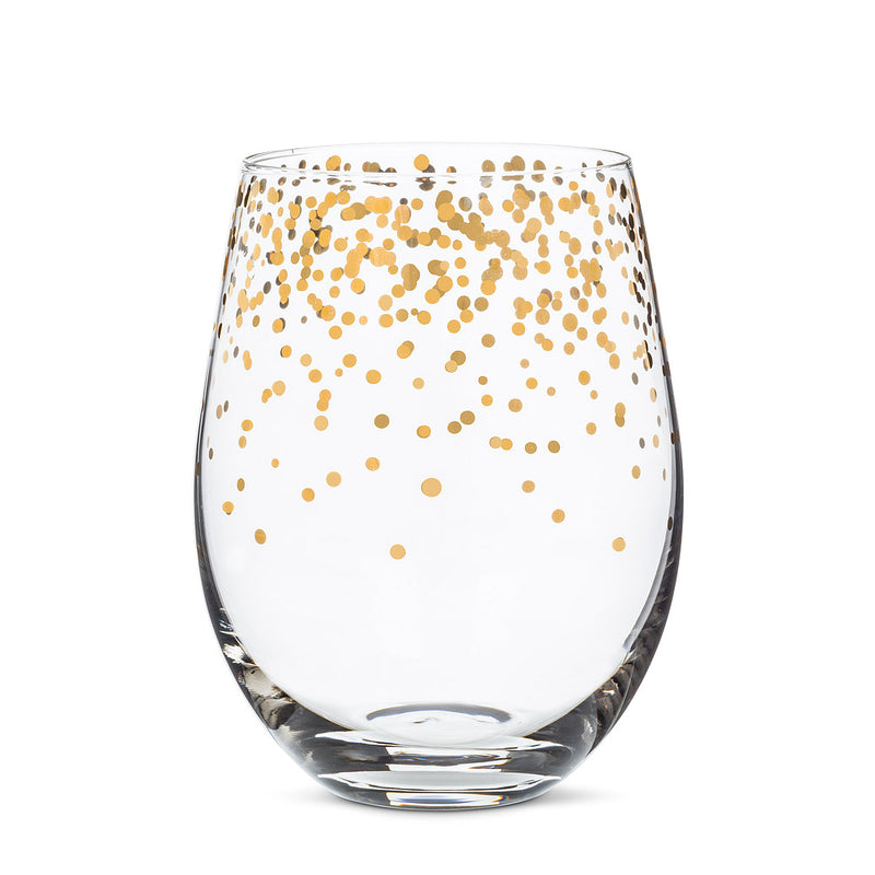 Abbott Goblet Wine Glasses - Gold  Confetti - stemless