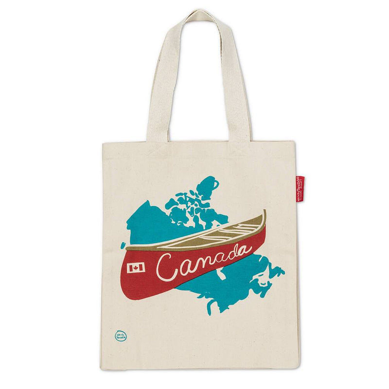 Abbott Tote Bag - Red & Blue - Canada with a Canoe